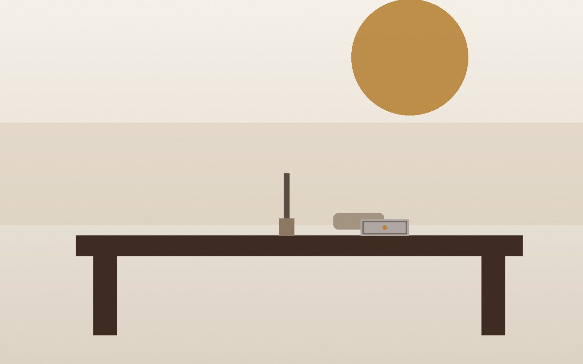 Tape measure laid across the width of a sideboard in a thrift shop
